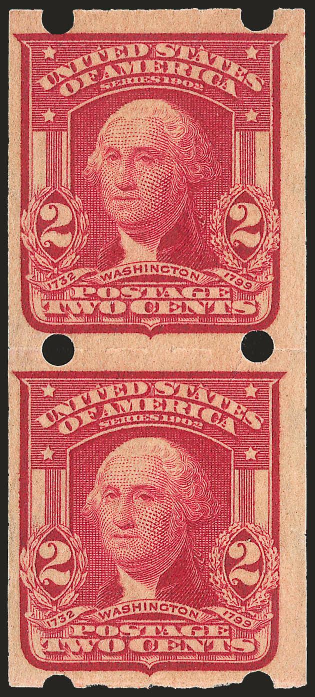 1c Green, 2c Scarlet, Brinkerhoff Ty. IIb (314, 320a).> Pair of each, rich colors, Fine-Very Fine, with 1977 and 1998 P.F. certificates resprctively