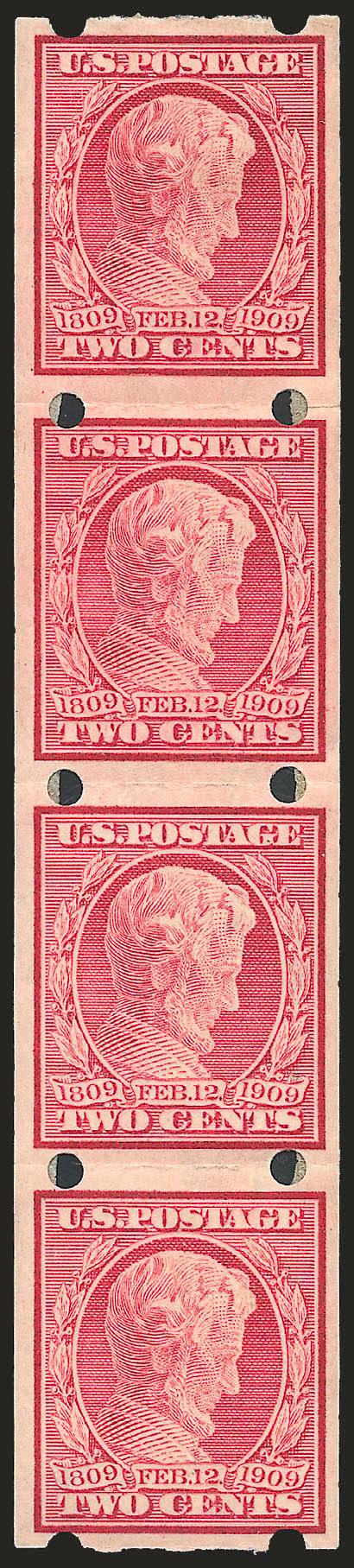 2c Lincoln, Brinkerhoff Ty. IIb (368).> Strip of four, h.r. incl. few sensible reinforcements, bright color, Extremely Fine, with 1989 P.S.E. certificate, Scott Retail as two pairs
