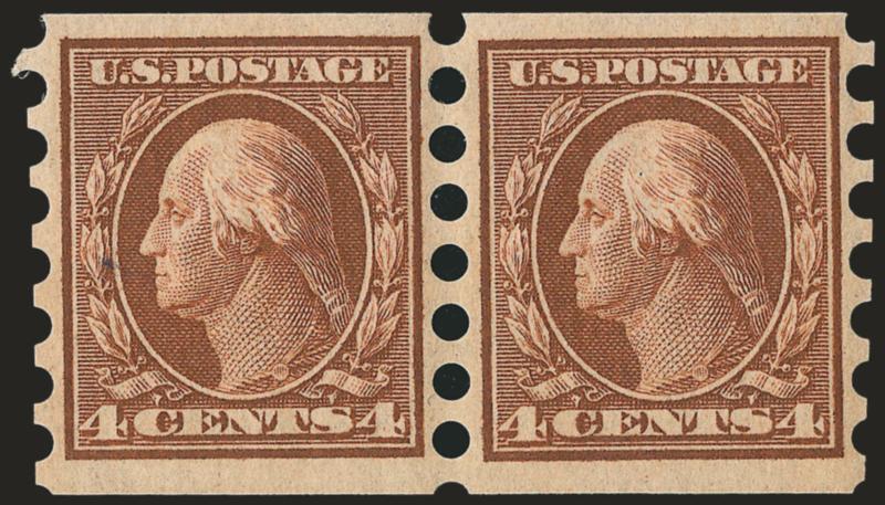 4c Orange Brown, Mailometer Ty. II (346).> Pair with 3mm spacing, lightly hinged, attractive shade, wide margins, fresh and Extremely Fine, with 1983 P.F. certificate