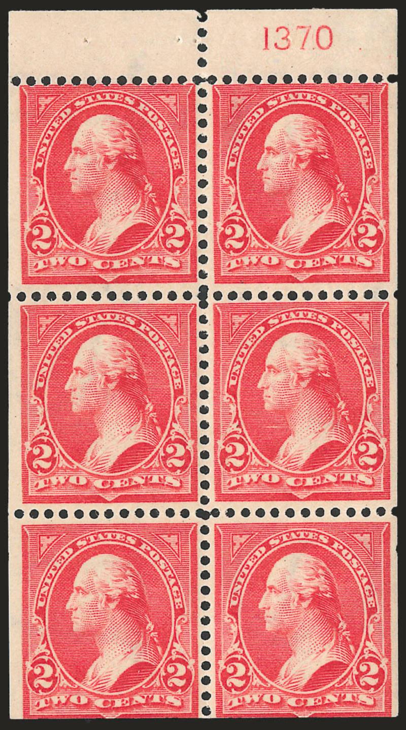 2c Red, Ty. IV, Booklet Panes of Six, Vertical Wmk. (279Bk).> Three panes and one block of four, all <Position D> with plate nos. 1370, 1371, 1491 and 990 (block), original gum, Fine-Very Fine, Scott Retail for
the three booklet panes