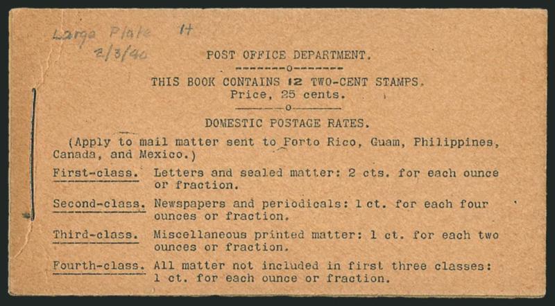 2c Red, Ty. IV, Horizontal Watermark, Complete 25c Booklet (BK2).> Comprising two panes of six of <No. 279Bj, Position H,> BIA Cover Type I-b.1, single large staple, front cover with light creasing along staple
as usual<><>^CRISP AND VERY FINE. A W