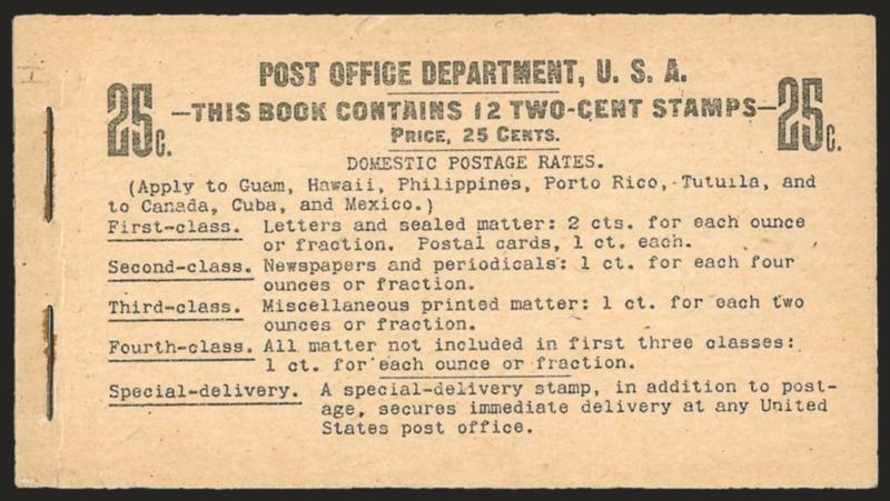 2c Carmine, Complete 25c Booklet (BK11).> Comprising two panes of six of <No. 301c, Position H,> BIA Cover Type I-e.1, inside front of cover with half not underlined, two staples with barest trace of rust
underneath, covers free of the usual crease