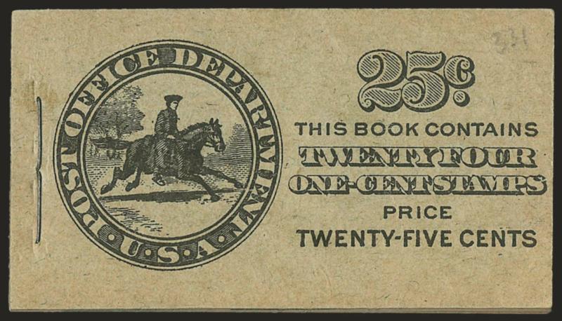 1c Green, Complete 25c Booklet (BK19).> Comprising four panes of six of <No. 331a> Position A, BIA Cover Type II-a.1, front cover free of the usual staple crease, back cover two light vertical creases, panes
with Fine centering, overall crisp and Ver