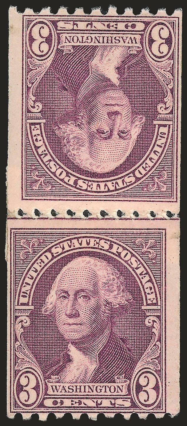 3c Deep Violet, Coil (721-722).> Each a <tête-bêche pair with government splice between stamps,> one stamp of each with joint line (not joint line pairs as stated on certificates), Fine, most unusual and the
first ones we have ever seen, each with 19