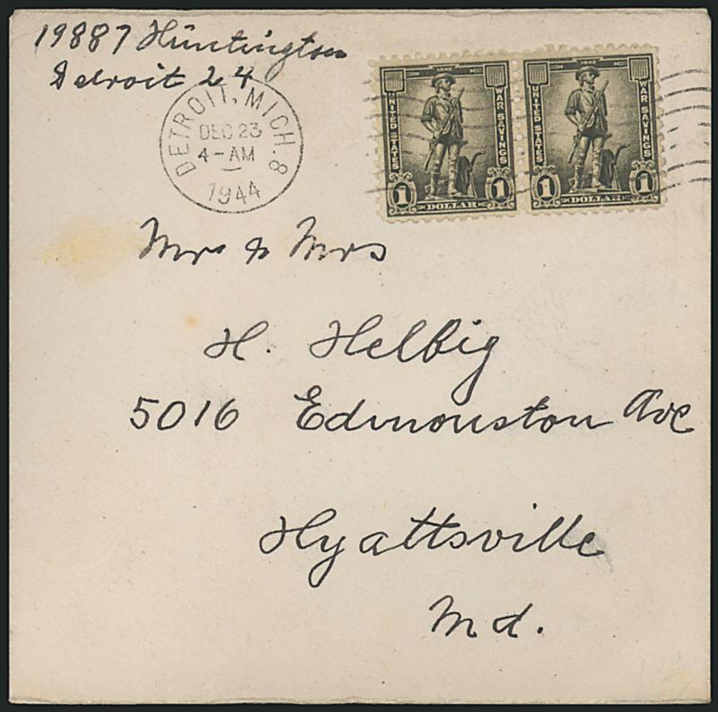 10c-$5.00 1942-43 War Savings (WS7-WS13).> Virtually complete collection with booklet panes, blocks, plate blocks and varieties, WS11 represented by 15 plate no. singles (all plates and positions), part plate
no. coils with top and bottom matched to