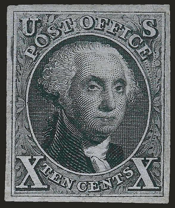 10c Black, Reproduction (4).> Without gum as issued, large margins, nice shade on clearly blued paper, Extremely Fine, with 1992 and 2010 P.F. certificates (XF 90)