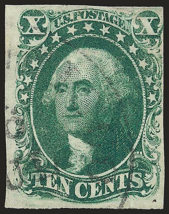 10c Green, Ty. IV (16).> Position 64L1, recut top and bottom, clear to large margins, nice color with light circular datestamp, Fine, only position on the plate recut top and bottom, with 1972 P.F.
certificate