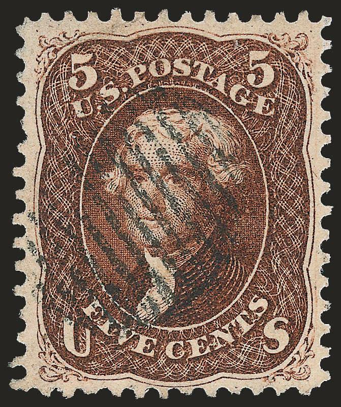 5c Red Brown (75).> Excellent centering and with uncommonly wide margins that clear the design all around, small corner crease bottom left, otherwise Extremely Fine, with 2004 P.F. certificate