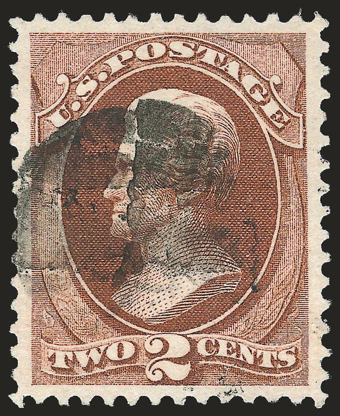 2c Red Brown, Grill (135 var.).> Split H. Grill, nearly perfectly centered, crisp color, cork cancel, Extremely Fine Gem, with 2010 P.S.E. certificate (XF-Superb 95 SMQ $470.00)