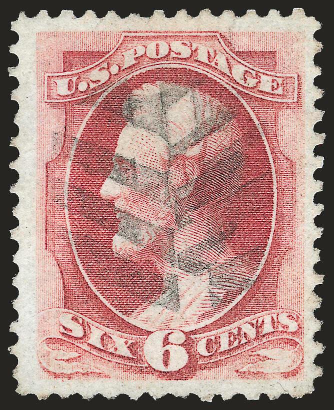 6c Carmine, Grill (137).> H. Grill, uncommonly wide margins and beautifully centered, lovely pastel color with neat <Leaf> cancel, Extremely Fine, with 1995 P.F. certificate