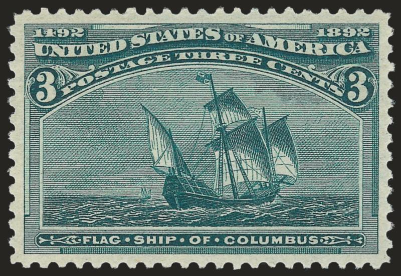 3c Columbian (232).> Mint N.H., mathematically perfect centering, wonderful color and impression<><>^EXTREMELY FINE GEM. AN OUTSTANDING MINT NEVER-HINGED 3-CENT COLUMBIAN WITH P.S.E. GRADE OF SUPERB
98.^<><>With 2009 P.S.E. certificate (Superb 98
