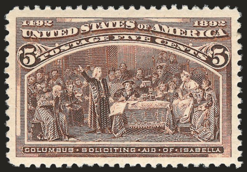5c Columbian (234).> Original gum, barely hinged, wide balanced margins, Extremely Fine Gem, with 2010 P.S.E. certificate (OGph, Superb 98 SMQ $540.00)