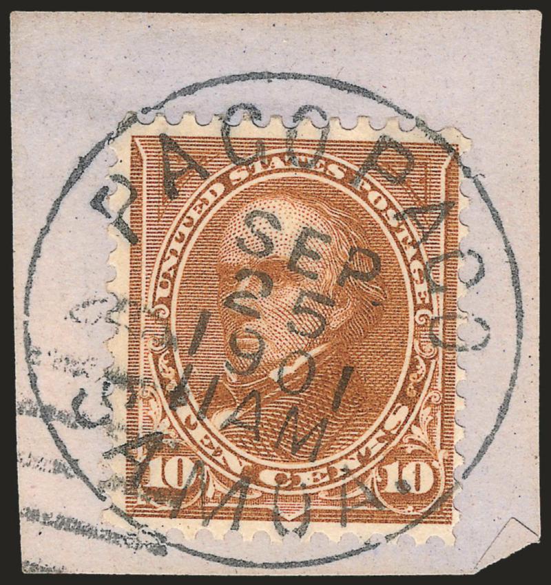 1c-10c 1898 Issue Used in Samoa.> Seven stamps tied on separate pieces by Pago Pago Samoa Sep. 25, 1901 11AM circular datestamp, Fine-Very Fine