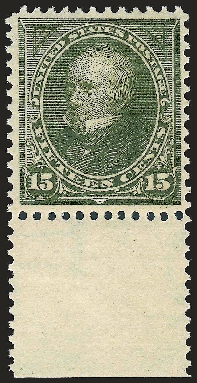 15c Olive Green (284).> Mint N.H. with wide bottom selvage, fresh and Fine-Very Fine, with 2010 P.S.E. certificate (F-VF 75 SMQ $165.00 as 70, $430.00 as 80