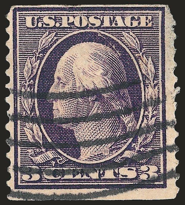 3c Deep Violet, Orangeburg Coil (389).> Rich color, wavy-line machine cancel from Orangeburg, faults incl. thin spot and diagonal creases<><>^VERY FINE APPEARING EXAMPLE OF THE RARE 3-CENT ORANGEBURG
COIL.^<><>The Orangeburg coil was made by the