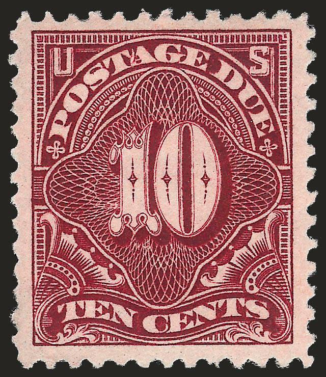 10c Deep Claret (J35).> Jumbo margins, well-centered with deep rich color on bright paper, Very Fine and choice, with 2010 P.S.E. certificate (VF-XF 85 Jumbo SMQ $400.00 as 85, $510.00 as 90)