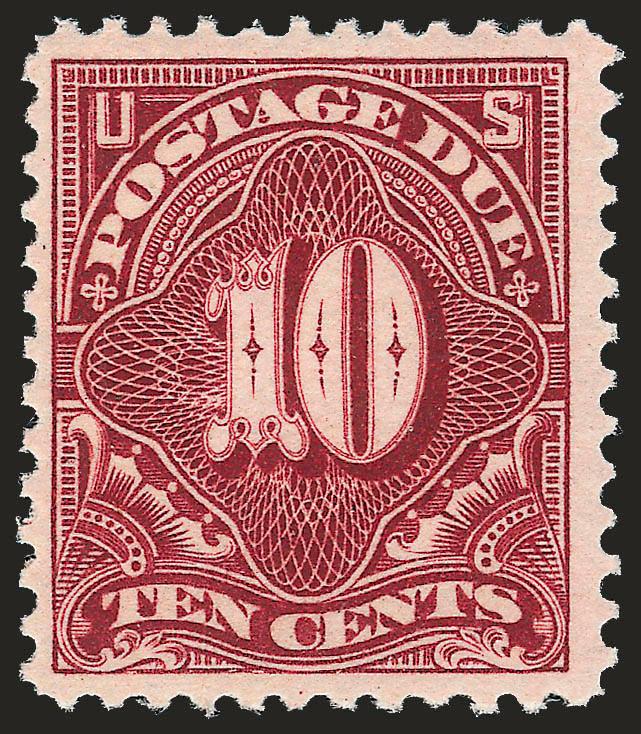 10c Deep Claret (J35).> Mint N.H., intense color, fresh and Fine, with photocopy of 2008 P.S.E. certificate for strip of five
