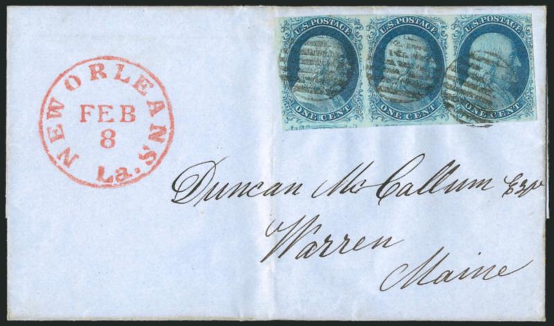 1c Blue, Ty. II-IIIa-II (7-8A-7).> Positions 71-73L1E, left stamp <double transfer, one inverted,> large margin at bottom and part of sheet margin at left showing many lines of the erased inverted transfer
inside and outside Position 71 entry, ample