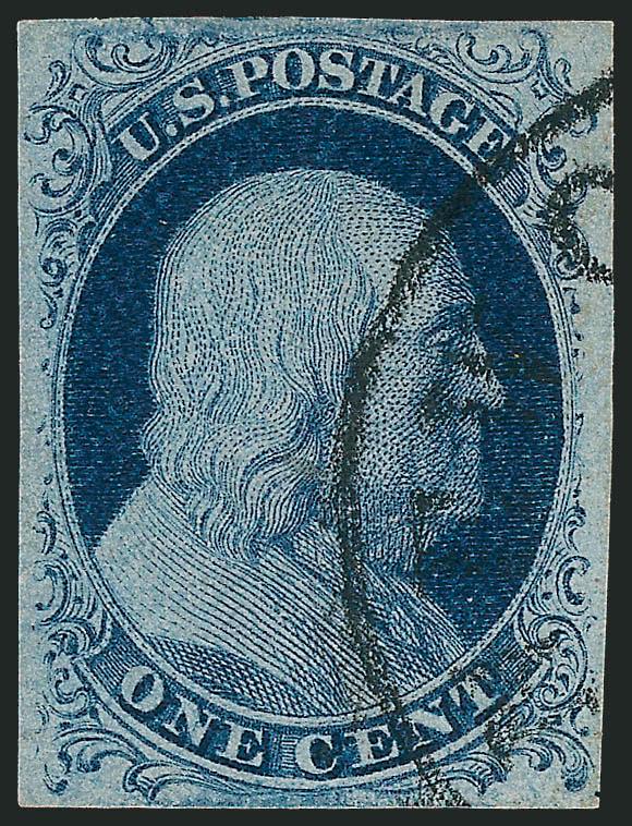 1c Blue, Ty. II (7).> Position 63R2, full even margins, deep shade, town datestamp, Extremely Fine, ex Neinken